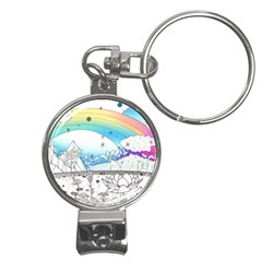 Rainbow Fun Cute Minimal Doodle Drawing Arts Nail Clippers Key Chain by uniart180623