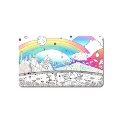 Rainbow Fun Cute Minimal Doodle Drawing Arts Magnet (name Card) by uniart180623