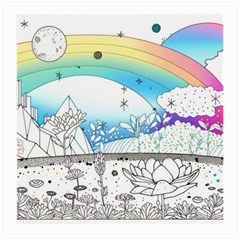 Rainbow Fun Cute Minimal Doodle Drawing Arts Medium Glasses Cloth by uniart180623