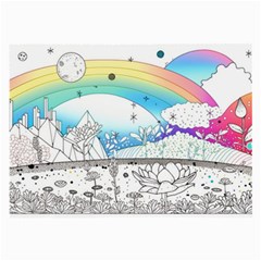 Rainbow Fun Cute Minimal Doodle Drawing Arts Large Glasses Cloth by uniart180623