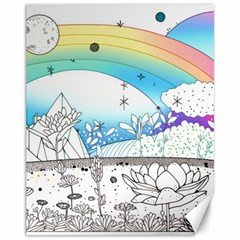 Rainbow Fun Cute Minimal Doodle Drawing Arts Canvas 11  X 14  by uniart180623