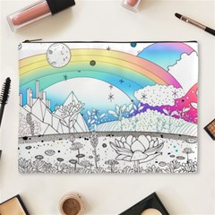 Rainbow Fun Cute Minimal Doodle Drawing Arts Cosmetic Bag (xl) by uniart180623