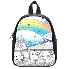 Rainbow Fun Cute Minimal Doodle Drawing Arts School Bag (small) by uniart180623