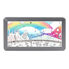 Rainbow Fun Cute Minimal Doodle Drawing Arts Memory Card Reader (mini) by uniart180623