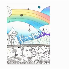 Rainbow Fun Cute Minimal Doodle Drawing Arts Small Garden Flag (two Sides) by uniart180623