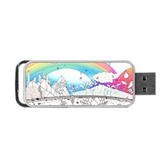 Rainbow Fun Cute Minimal Doodle Drawing Arts Portable Usb Flash (two Sides) by uniart180623