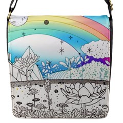 Rainbow Fun Cute Minimal Doodle Drawing Arts Flap Closure Messenger Bag (s) by uniart180623