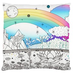 Rainbow Fun Cute Minimal Doodle Drawing Arts Large Premium Plush Fleece Cushion Case (two Sides) by uniart180623