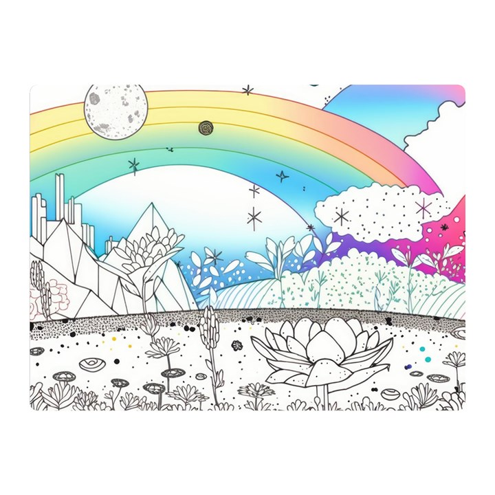 Rainbow Fun Cute Minimal Doodle Drawing Arts Two Sides Premium Plush Fleece Blanket (Mini)