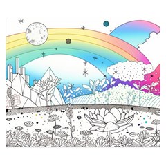 Rainbow Fun Cute Minimal Doodle Drawing Arts Two Sides Premium Plush Fleece Blanket (small) by uniart180623