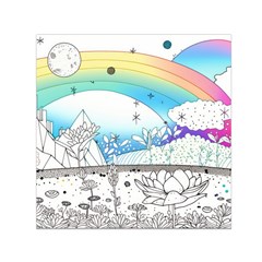 Rainbow Fun Cute Minimal Doodle Drawing Arts Square Satin Scarf (30  X 30 ) by uniart180623