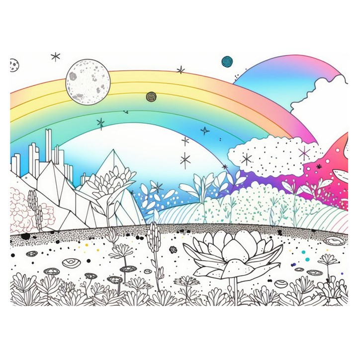 Rainbow Fun Cute Minimal Doodle Drawing Arts Premium Plush Fleece Blanket (Extra Small)