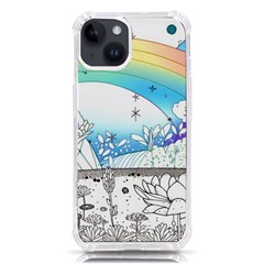 Rainbow Fun Cute Minimal Doodle Drawing Arts Iphone 14 Tpu Uv Print Case by uniart180623