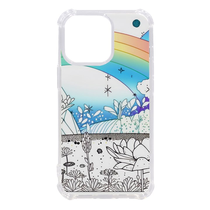 Rainbow Fun Cute Minimal Doodle Drawing Arts iPhone 13 Pro TPU UV Print Case