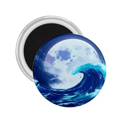 Waves Ocean Sea Tsunami Nautical Blue 2 25  Magnets by uniart180623