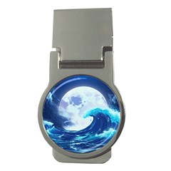 Waves Ocean Sea Tsunami Nautical Blue Money Clips (round)  by uniart180623