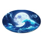 Waves Ocean Sea Tsunami Nautical Blue Oval Magnet Front