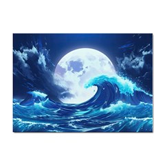 Waves Ocean Sea Tsunami Nautical Blue Sticker A4 (10 Pack) by uniart180623