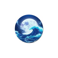 Waves Ocean Sea Tsunami Nautical Blue Golf Ball Marker by uniart180623