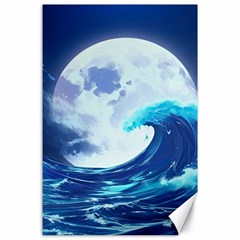 Waves Ocean Sea Tsunami Nautical Blue Canvas 24  X 36 