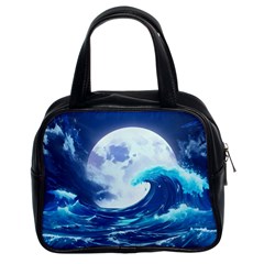 Waves Ocean Sea Tsunami Nautical Blue Classic Handbag (two Sides) by uniart180623