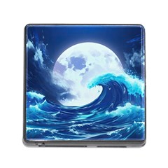 Waves Ocean Sea Tsunami Nautical Blue Memory Card Reader (square 5 Slot) by uniart180623