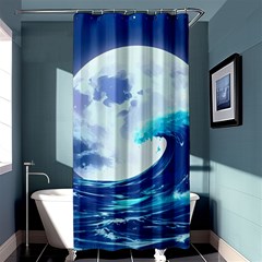 Waves Ocean Sea Tsunami Nautical Blue Shower Curtain 36  X 72  (stall)  by uniart180623