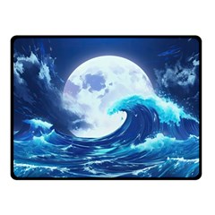 Waves Ocean Sea Tsunami Nautical Blue Two Sides Fleece Blanket (small) by uniart180623