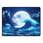 Waves Ocean Sea Tsunami Nautical Blue Two Sides Fleece Blanket (Small) 45 x34  Blanket Back