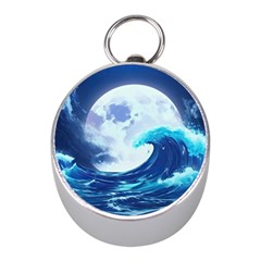 Waves Ocean Sea Tsunami Nautical Blue Mini Silver Compasses by uniart180623