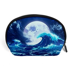 Waves Ocean Sea Tsunami Nautical Blue Accessory Pouch (large) by uniart180623