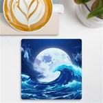 Waves Ocean Sea Tsunami Nautical Blue UV Print Square Tile Coaster  Front