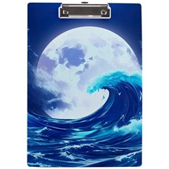 Waves Ocean Sea Tsunami Nautical Blue A4 Acrylic Clipboard by uniart180623