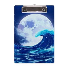 Waves Ocean Sea Tsunami Nautical Blue A5 Acrylic Clipboard by uniart180623