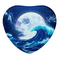 Waves Ocean Sea Tsunami Nautical Blue Heart Glass Fridge Magnet (4 Pack) by uniart180623