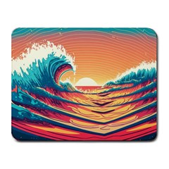 Waves Ocean Sea Tsunami Nautical Art Nature Small Mousepad by uniart180623