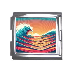 Waves Ocean Sea Tsunami Nautical Art Nature Mega Link Italian Charm (18mm) by uniart180623