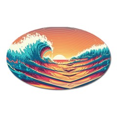 Waves Ocean Sea Tsunami Nautical Art Nature Oval Magnet by uniart180623