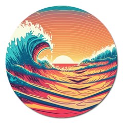 Waves Ocean Sea Tsunami Nautical Art Nature Magnet 5  (round) by uniart180623