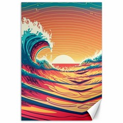 Waves Ocean Sea Tsunami Nautical Art Nature Canvas 12  X 18  by uniart180623