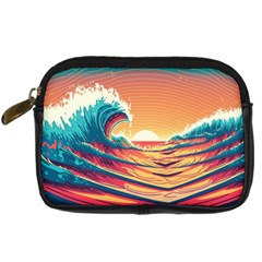 Waves Ocean Sea Tsunami Nautical Art Nature Digital Camera Leather Case by uniart180623