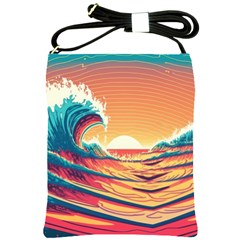 Waves Ocean Sea Tsunami Nautical Art Nature Shoulder Sling Bag by uniart180623