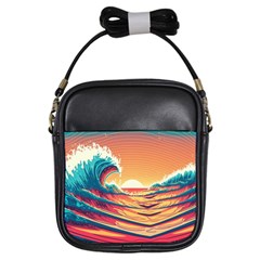 Waves Ocean Sea Tsunami Nautical Art Nature Girls Sling Bag by uniart180623