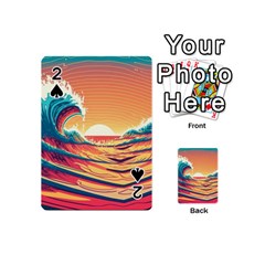 Waves Ocean Sea Tsunami Nautical Art Nature Playing Cards 54 Designs (mini) by uniart180623