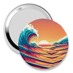 Waves Ocean Sea Tsunami Nautical Art Nature 3  Handbag Mirrors by uniart180623