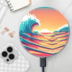 Waves Ocean Sea Tsunami Nautical Art Nature Wireless Fast Charger(white) by uniart180623