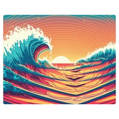 Waves Ocean Sea Tsunami Nautical Art Nature Premium Plush Fleece Blanket (medium) by uniart180623