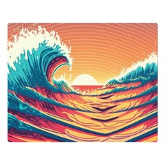 Waves Ocean Sea Tsunami Nautical Art Nature Premium Plush Fleece Blanket (large) by uniart180623