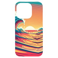 Waves Ocean Sea Tsunami Nautical Art Nature Iphone 14 Pro Black Uv Print Case by uniart180623