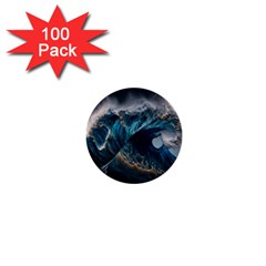 Tsunami Waves Ocean Sea Water Rough Seas 1  Mini Buttons (100 Pack)  by uniart180623